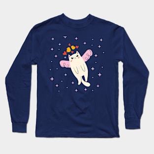 cat with wings flying Long Sleeve T-Shirt